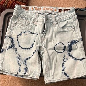 Rock Revival Blue Jean Shorts Distressed Tie-Dye